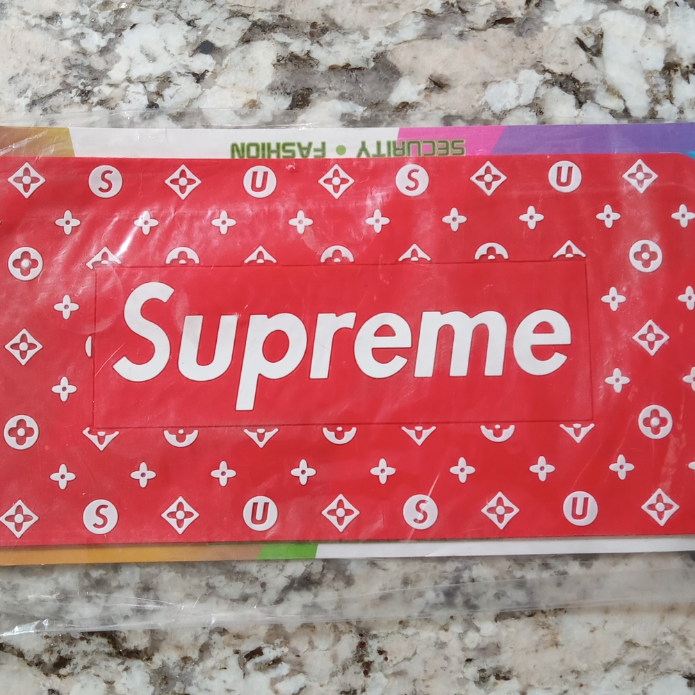 Supreme Red and White Logo Pouch